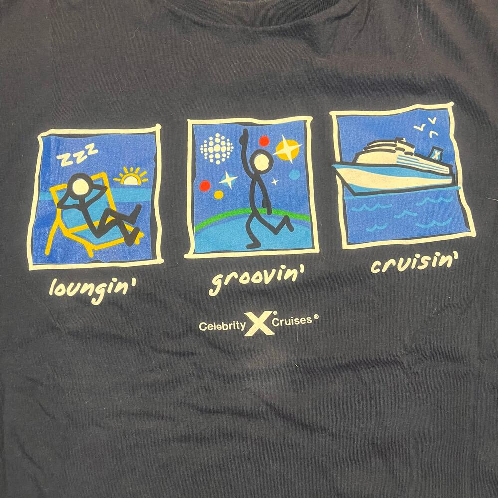 Celebrity Cruise Men Large Blue Short Sleeve Shirt Graphic